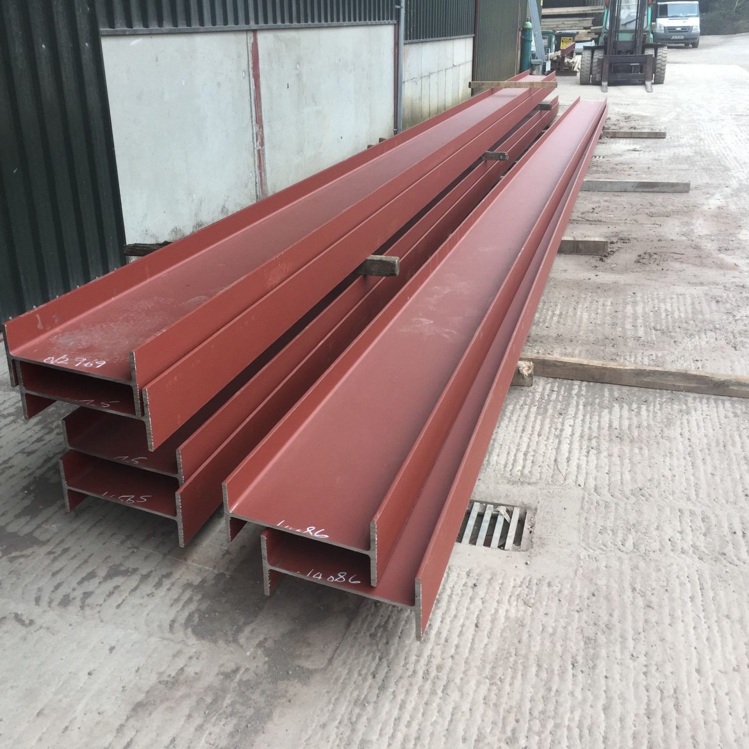 Large red steel girders